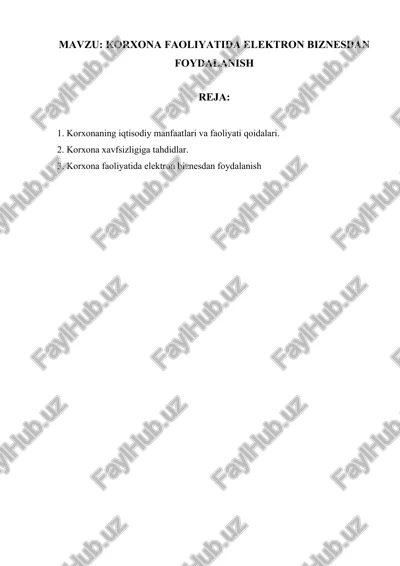 korxona faoliyatida elektron biznesdan foydalanish — DOCX