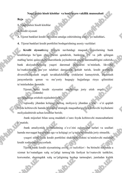 tijorat banklari kredit siyosati — DOC