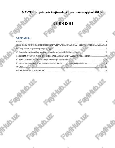ilmiy-texnik tarjimadagi muammo va qiyinchiliklar — DOCX