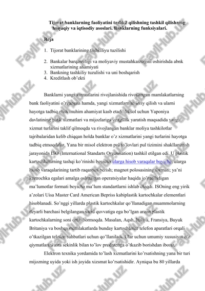 tijorat banklarining tashkiliyu tuzilishi — DOC