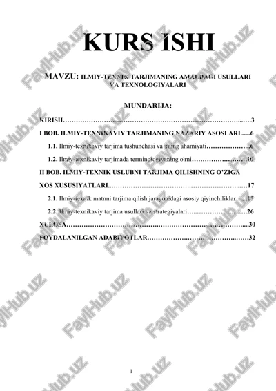 ilmiy-texnik tarjimaning amaldagi usullari va texnologiyalari — DOCX