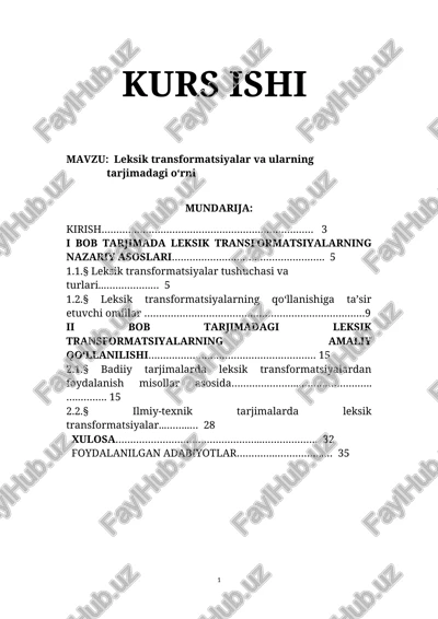 leksik transformatsiyalar va ularning tarjimadagi o‘rni — DOCX