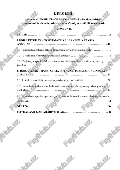 leksik transformatsiyalar — DOCX