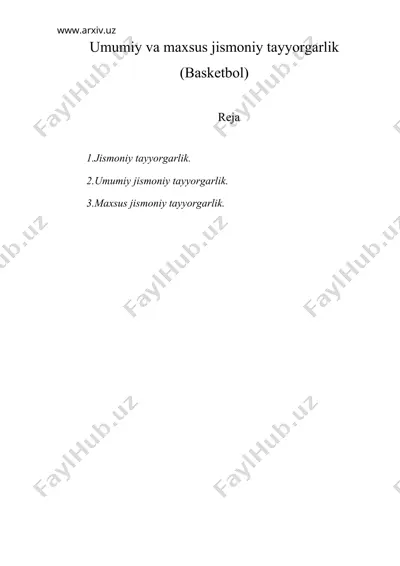 umumiy va maxsus jismoniy tayyorgarlik (basketbol) — DOC