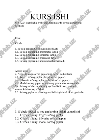 nemischa-o‘zbekcha tarjimalarda so‘roq gaplarning berilishi — DOCX