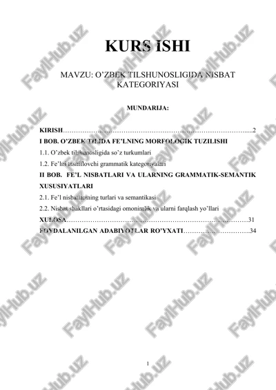 o’zbek tilshunosligida nisbat kategoriyasi — DOCX