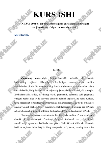 ekvivalentsiz birliklar tarjimasi — DOCX
