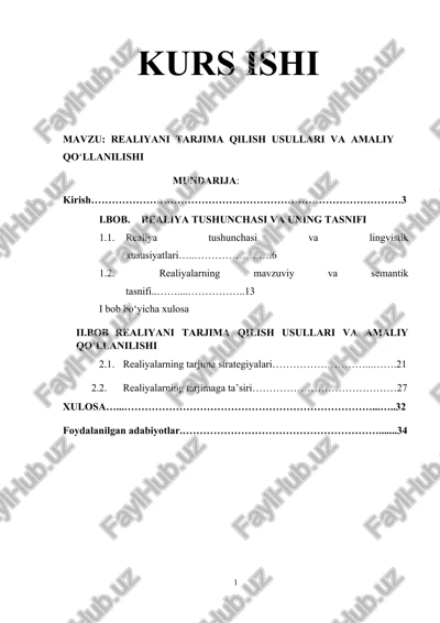 realiyani tarjima qilish usullari va amaliy qo‘llanilishi — DOCX