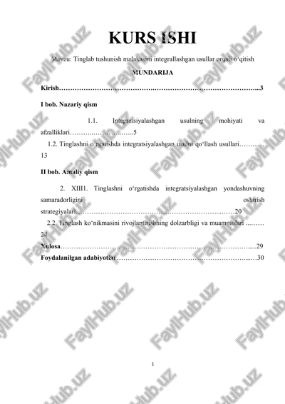 tinglab tushunish malakasini integrallashgan usullar orqali oʻqitish — DOCX