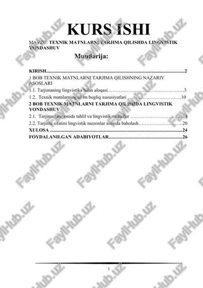 texnik matnlarni tarjima qilishda lingvistik yondashuv — DOCX