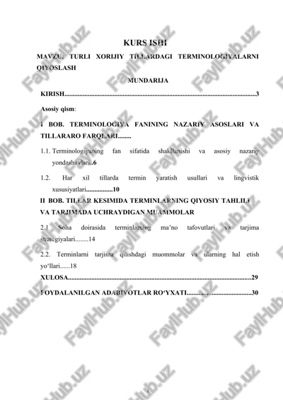 turli xorijiy tillardagi terminologiyalarni qiyoslash — DOCX