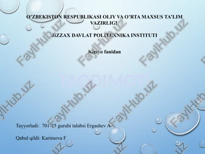 kimyo fanining sanoat va xalq xo‘jaligi rivojidagi ahamiyati — PPTX
