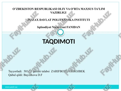ishlab chiqarish jarayoni, uning natijalari va samaradorligi — PPTX