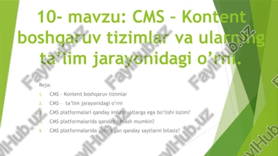 cms –kontentboshqaruvtizimlar — PPTX