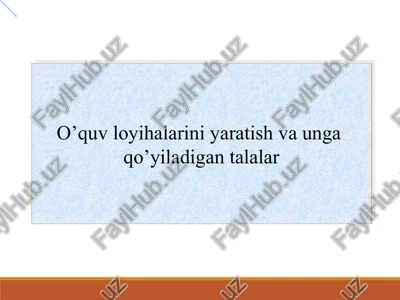 o’quv loiyhaviy faoliyat — PPT