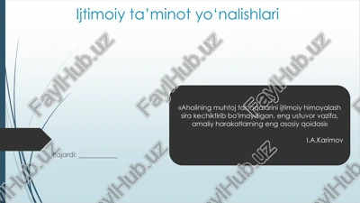 ijtimoiy ta’minot yo‘nalishlari — PPTX