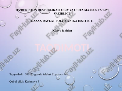 kimyo fanini rivojlanishida o‘z hissasini qo‘shgan o‘zbekiston olimlar — PPTX
