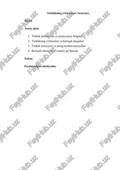 tiriklikning o'lchamlari. ierarxiya — DOCX