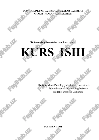 “differentsial psixometrika tasnifi” kurs ishi — DOCX