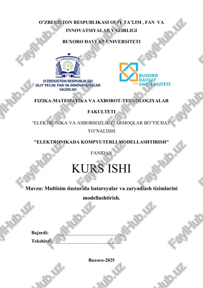 multisim dasturida batareyalar va zaryadlash tizimlarini modellashtirish — DOCX