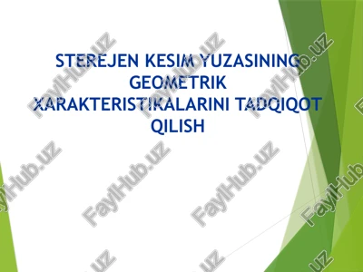 sterejen kesim yuzasi geometrik xarakteristikalari — PPTX