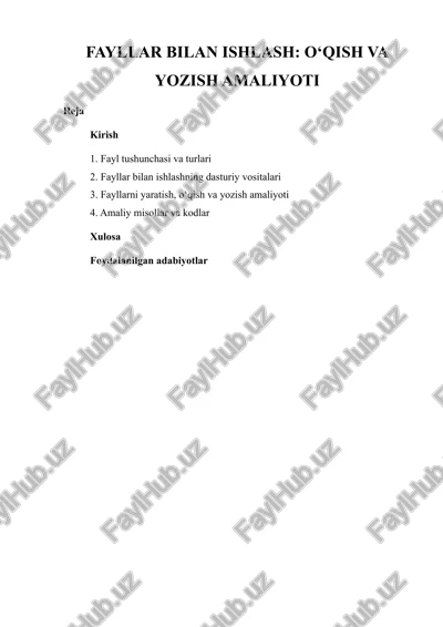 fayllar bilan ishlash: o'qish va yozish amaliyoti — DOCX