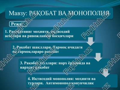 ishlab chiqaruvchilar urtasidagi raqobat — PPTX