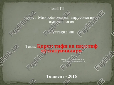 korin tifi va paratifqo'zg'atuvchilari — PPT