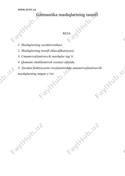 gimnastika mashqlarining tasnifi — DOC