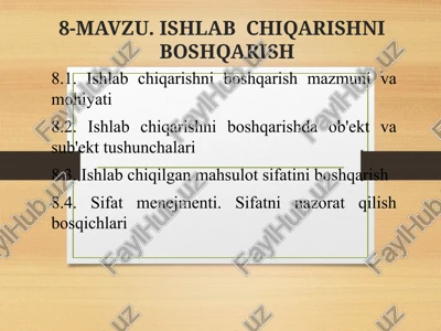 ishlab chiqarishni boshqarish — PPTX