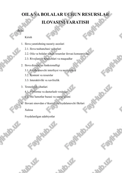 oila va bolalar uchun resurslar ilovasini yaratish — DOCX