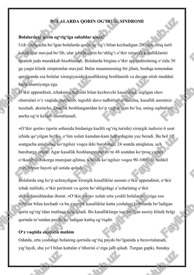 bolalarda qorin og'irlik sindromi — DOCX