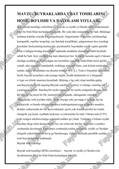 buyrak kasalligi, nefrolitiazni davolash usullari — DOCX