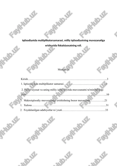 iqtisodiyotda multiplikator samarasi — DOCX