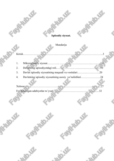 iqtisodiy siyosat — DOCX