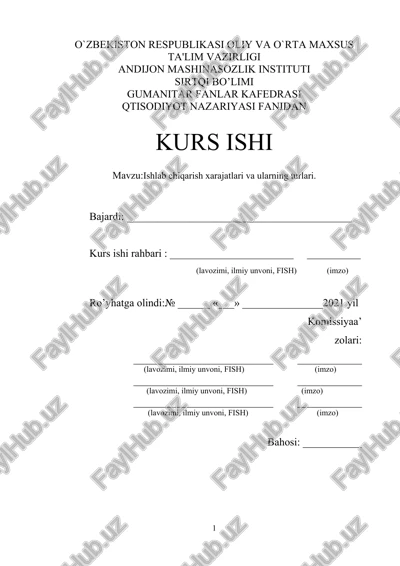 ishlab chiqarish xarajatlari va ularning turlari — DOCX