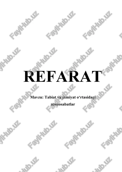 tabiat va jamiyat o‘rtasidagi munosabatlar — DOCX