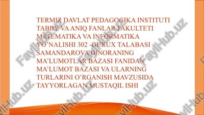 ma'lumotlar bazasi (information database) — PPTX