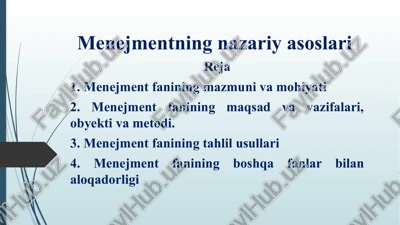 menejmentning nazariy asoslari — PPT