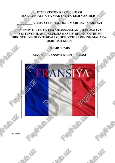 fransiya respublikasi. mikro dars (dars ishlanma) — DOCX