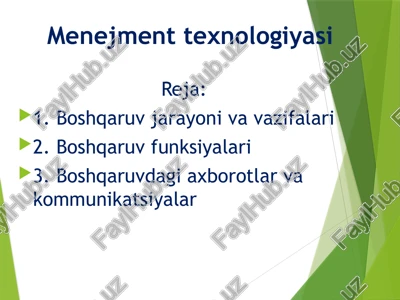 menejment texnologiyasi — PPTX