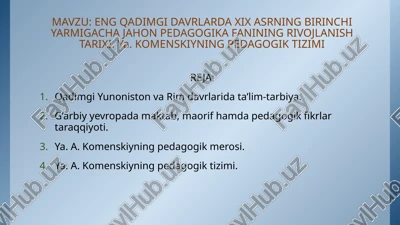 qadimgi yunoniston va rim davrlari data'lim-tarbiya — PPTX