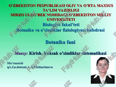 kirish. yuksak o’simliklar sistematikasi — PPT