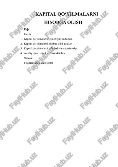 kapital qo‘yilmalarni hisobga olish — DOCX