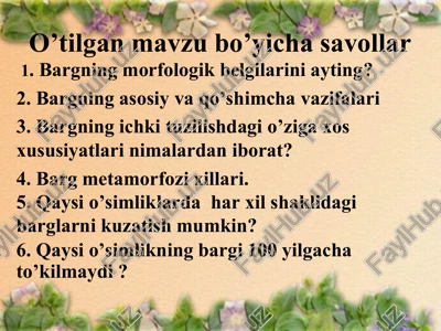 barglarning shakllari — PPT