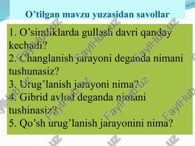 o’tilgan mavzu — PPTX