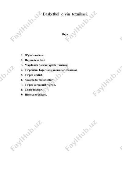basketbol o’yin texnikasi — DOC