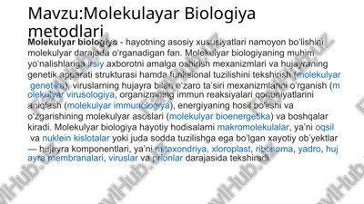 molekulayar biologiya metodlari — PPTX