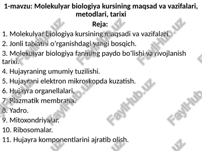 molekulyar biologiya kursi — PPTX