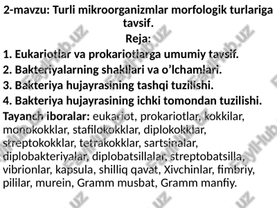 turli mikroorganizmlar morfologik turlarigatavsif — PPTX